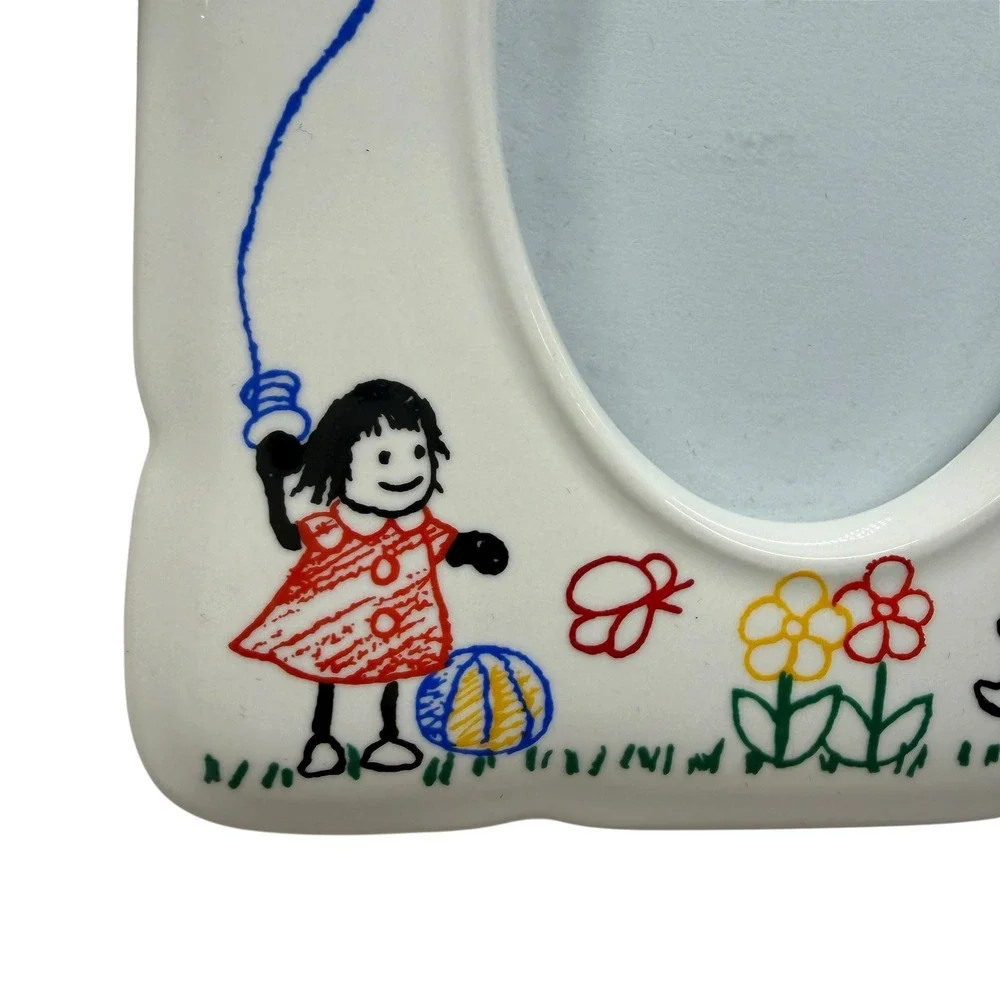 Vintage I Love Daddy Ceramic Picture Frame White Oval Child Illustration 5x4.25